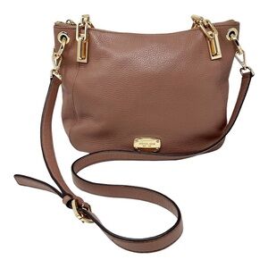 Michael Kors Mauve Dusty Pink Leather Brooke Medium Shoulder Crossbody Handbag